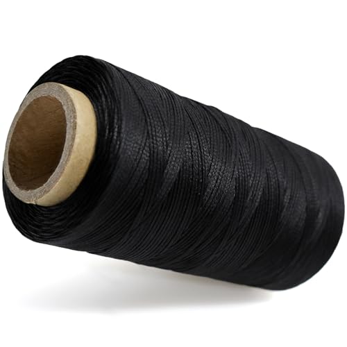 Flat Waxed Thread for Leather Sewing, String Polyester Cord for Leather Craft Stitching Bookbinding...