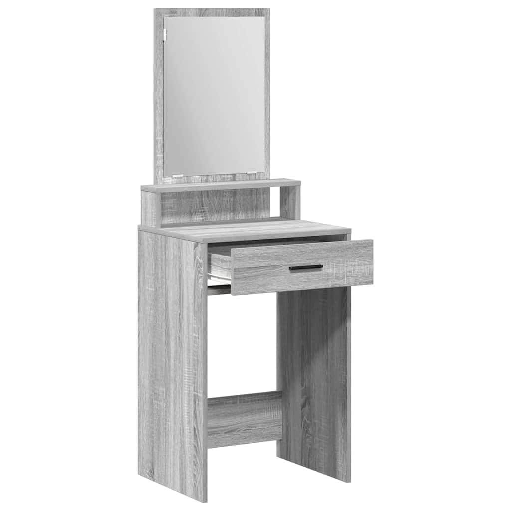 Schminktisch Graues Sonoma Holzwerkstoff mit Spiegel und Schublade 50 x 41 x 140 cm, Stauraum und Ablage für Schlafzimmer, Makeup und Pflege, modernes Design, langlebig und pflegeleicht