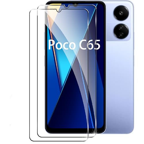 Rojeuinn 2 Stück Panzerfolie für Xiaomi Poco C65/Redmi 13C Schutzfolie,HD Displayschutzfolie Schutzglas,3D-Volle Bedeckung,ölbeständig,9H Härte Anti-Kratzen Displayschutz