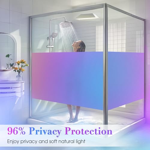 Image of Coavas Stained Glass Window Privacy Film Rainbow Frosted Decorative Static Clings, Opaque Iridescent Prism Window Decals, Sun Blocking Anti-Glare Door Coverings(11.8 x 78.7 Inch, Colorful)