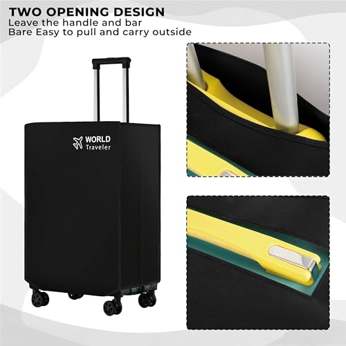 Image of Kraptick Non-Woven Luggage Cover - Waterproof, Dustproof, and Stretchable Luggage Protector Cover, Durable Non-Woven Luggage Case for Trolley (Black- 20 Inch, 24 Inch, 28 Inch) Combo of 3