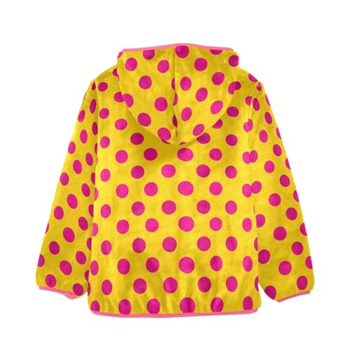 Retro Polka Dots Toddler Fleece Jacket Baby Girls Hooded Zipper Long Sleeve Thick Warm Outerwear 3-10 Years2