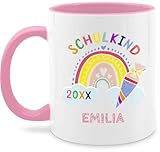 Tasse Tassen 325ml - Einschulung Schulanfang - Schulkind 2026 Regenbogen - 325 ml - Rosa...