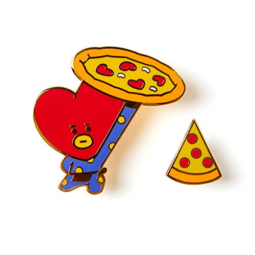 BT21 Bite Collection TATA Character Cute Enamel Lapel Pins Brooch Badge for Backpacks, 2 pcs, Red