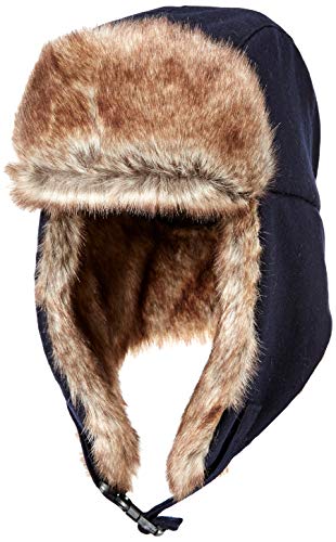 Amazon Essentials Men's Trapper Hat with Faux Fur, Navy, One Size