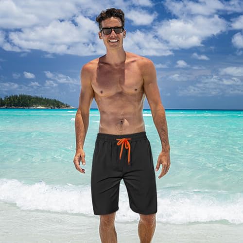 Image of Mens Swim Trunks with Compression Liner 2 in 1 Quick Dry Swimming Shorts Swimwear Bathing Suits with Pockets