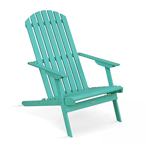 Oviala Fauteuil Relax Pliant en Bois d'eucalyptus Turquoise