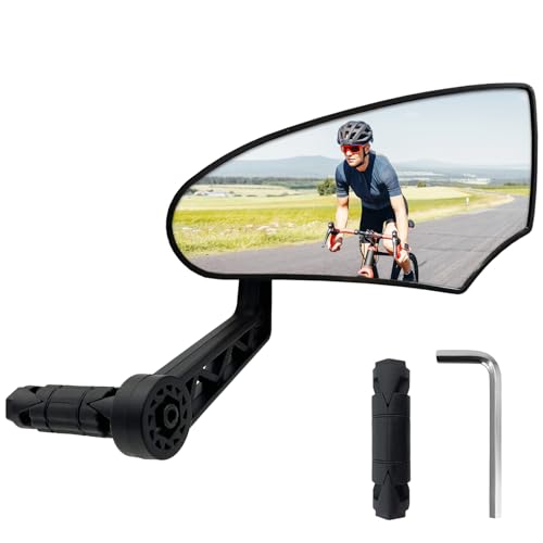 Homieway Fahrradspiegel, Echtglas HD Fahrrad Rückspiegel, Spiegel für Fahrrad, Konvexer Fahrradlenkerspiegel, Fahrradspiegel für E-Bike Lenker Rechts (15-20mm)