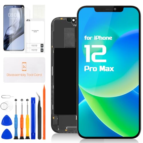 for iPhone 12 Pro Max Screen Replacement - for iPhone 12 Pro Max LCD Display Digitizer for iPhone 12 ProMax A2342 A2410 A2411 A2412 LCD Touch Screen Full Assembly with Repair Tools (Black 6.7 inch)