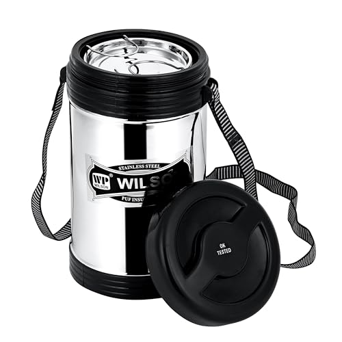Image of Wilson Hot & Cold Thermo Steel Set of 4 Compartment 1200ml | Mirror Finish Leakproof Lunch Box /Tiffin with Lid Long-Lasting Ideal for Office with Easy to Carry Strip