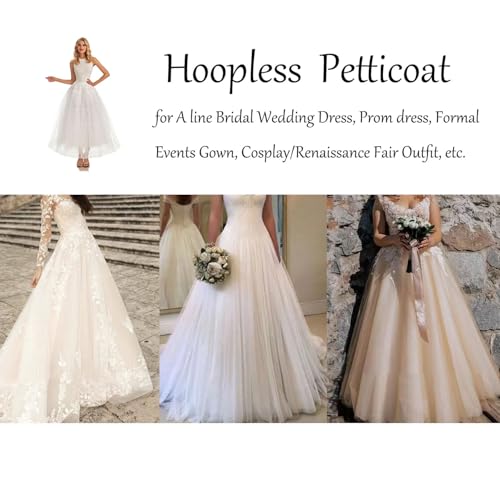 Hoopless Petticoat Crinoline Slip Underskirt for Bridal Wedding Dress WPT1092