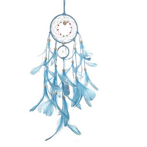Dream Catcher Dream Catchers for Kids Dream Catchers for Bedroom LED Dream Catcher for Girls Kids Nursery Bedroom Wall Hanging Decoration Fluffy Gradient Blue Tassels Flower Dream Catcher Blessing Gif