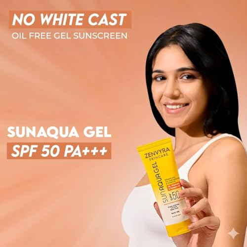 Generic Zenvyra Skincare SPF 50 Sunscreen Gel for Face | Lightweight Water-Based Moisturizer with Hyaluronic Acid | Non-Greasy, No White Cast & Water-Resistant | for Oily & Combination Skin | 3.38 fl oz