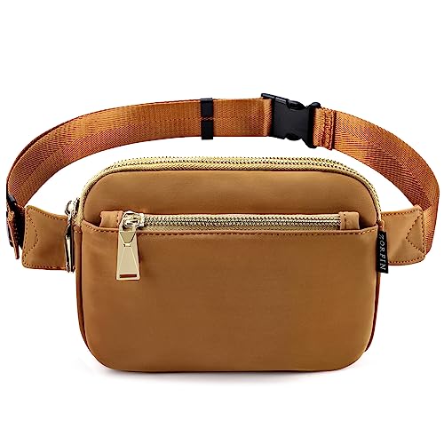 ZORFIN Fanny Packs for Women Men: Crossbody Belt Bag with Adjustable Strap – Fashion Waist Packs for Workout Running Traveling Hiking Brown