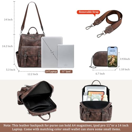 Image of AGLOD Backpack Purse for Women PU Leather Back Packs Designer Ladies Shoulder Bag Fashion Faux Work Travel Handbags