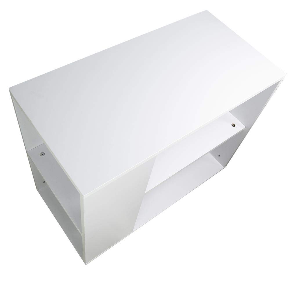 BAKAJI Libreria Bassa Scaffale 5 Ripiani con Ruote in Legno Antigraffio con strato Melaminico Tavolino Laterale Divano Design Moderno per Soggiorno Salotto Casa o Ufficio (Bianco)