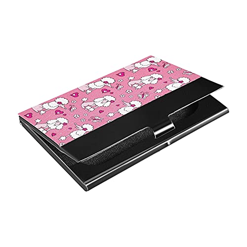 Dog Poodle Gray Pink Business Card case - Leather Business Card Holder Stainless Steel Wallet case Credit Card ID Card Holder Dog Poodle Gray Pink Business Card case - Leather Business Card Holder Stainless Steel Wallet case Credit Card ID Card Holder
