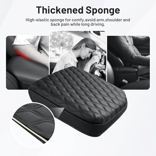 Image of Autorder Center Console Cover for GMC Sierra /Chevy Silverado 1500 2019-2026 Accessories Armrest Cushion Cover Leather Middle Console Pad Armrest Pad Anti-Scratch(Bucket Seat Only)