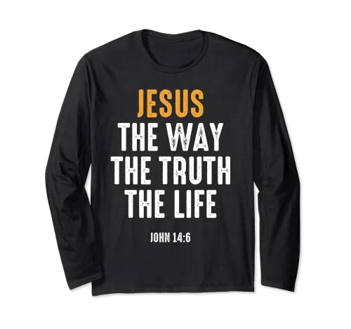Camiseta cristiana para mujeres, hombres, niños, Jesús The Way Truth Life Manga Larga