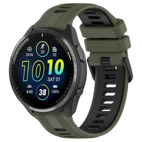 Garmin Forerunner 965 �r���v�o���h ���f�B�[�X �����Y 22mm ���߉\ �X�|�[�c �\�t�g�V���R�� �����p�o���h �X�g���b�v ���X�g�o���h Garmin Forerunner 955�X�}�[�g�E�H�b�`�p (�A�[�~�[�O���[��)