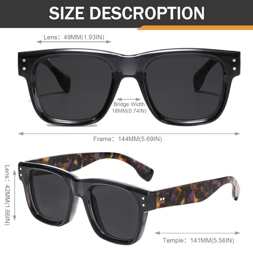 Retro Thick Square Sunglasses Men Women Chunky Rectangular Designer Frame 70s 80s Shades Eyewear2