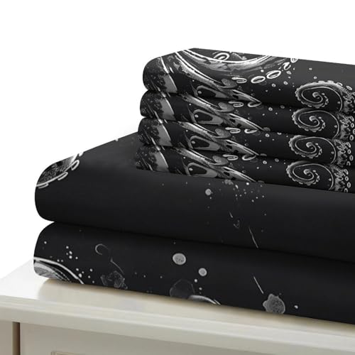Parure de lit 3D OceanWave 200x200cm style japonais en microfibre