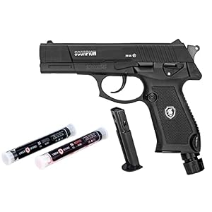Lancer Tactical Scorpion 0.5 Caliber Non-Blowback Air Pistol – Less Lethal, Ideal for Home and Personal Defense, Police-Grade Pepper Projectile Gun-(Black Package)