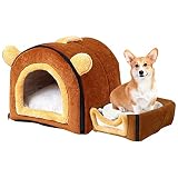 SHIZLIN Igloo Dog House Washable 2 in 1 Dog Bed House Foldable Warm Indoor Dog House Cat Cave for Sm