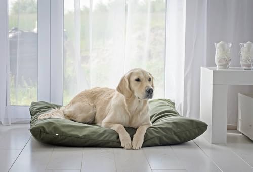 4L Textil ZOE Hundekissen wasserfest mit Bezug Hundebett wasserabweisend Hundekissen große Hunde waschbares Hundebett große Hunde (120x100 cm, Dunkelgrün)