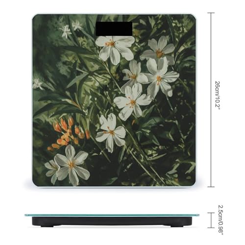 Báscula digital para baño con hojas y flores miniatura 2