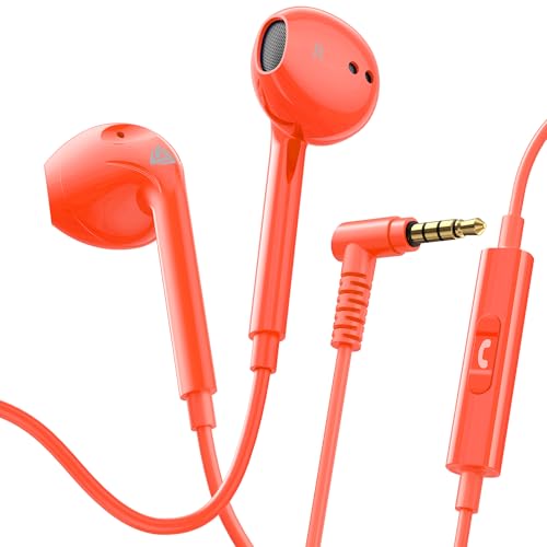 Ludos Zenith Auriculares In Ear con Cable y Microfono, 2 Años de Garantía, Auricular con Jack, Cascos Musica con Graves Potentes, para iPhone, iPad, Samsung, Xiaomi, Huawei, Gaming   Coral