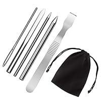 Edelstahl Paracord Nadel Set,Paracord Schnürnadeln,Nähset mit Glättewerkzeug für Schnürsenkel Paracord Schnürstich Nadel für DIY Leder Oder Paracord Arbeiten Silber,5 Stück
