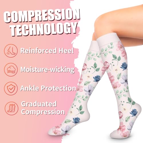 Image of Compression Socks for Women & Men Circulation (6 Pairs) 15-20 mmHg is Best Support for Athletic Running,Nurse