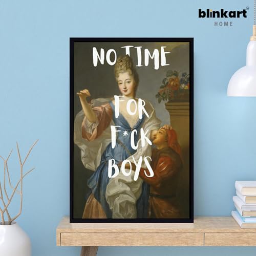 Image of BLINKART Framed Photo - No Time For Boys | Altered Art Theme | Motivational & Inspirational Wall Art Poster for Home, Bedroom, Living Room, Office, Hotel & Gifting - 12x8 Inch