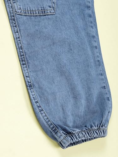 Image of KiddoPanti Boys Denim Cargo Jogger Jeans with Elastic Waist & Utility Pockets