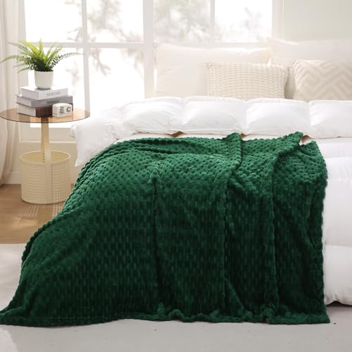 Dark Hunter Green Throw Blanket 50"×60" inches 3D Jacquard Flannel Fleece - Image 5