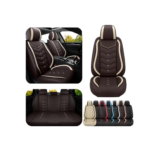 Image of ADERN Car Seat Covers for Jeep Wrangler 2000-2025, Premium Nappa Leather Car Seat Cover, Stylish Sport Seat Covers， Automobile Seat Cover Sets.(Standard 5 Seats /Coffee Color)