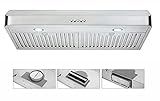 30 Inch Under Cabinet Range Hood,EVERKITCH, Kitchen Vent Hood,Built in Range Hood for Ducted in Stainless Steel, 400 CFM with Permanent Stainless Steel Filters