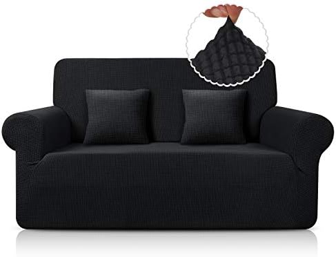 TAOCOCO Sofa Cover 2 Seater, Stretch Sofa Slipcovers Spandex Jacquard Couch Cover, Sofa Protectors From Pets (1 Pieces, Dark Grey)