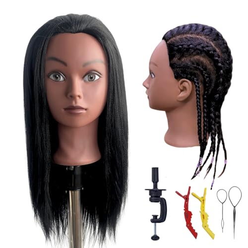 Mannequin Head with Hair for Braiding 16 Inch Practice Hair Mannequin Head for Hairstyling Traning Manikin Doll