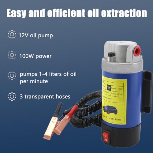 Motoröltransferwechselpumpe TONZACK 12V 100W Motorölauszieherpumpe Ölwechselpumpe Passend für Auto Wohnmobil Motorrad Boot Elektrische Ölpumpe