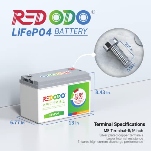 Redodo 12V 100Ah LiFePO4 Battery (3 Pack) Rechargeable Lithium Batteries, Built-in 100A BMS, 4000-15000 Cycles Battery & 10-Year Lifetime, RV, Solar Home, Trolling Motor, Marine, Boat etc - Image 3