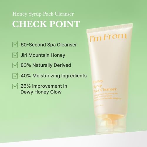 I'm from Honey Syrup Pack Cleanser, Mask-to-Foam Hydrating Cleanser with Honey, Glass & Dewy Glow, Moisture-Rich Facial Cleanser, Korean Skin Care 4.06fl.oz