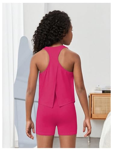 Image of BEAUDRM Girl's 2 Piece Workout Outfits Crop Top and Shorts Athletic Sets | Activewear Sets,Dance Sets,Tumbling Outfits,Hip Hop Dance Outfits,Cheer Practice Outfits for Girls