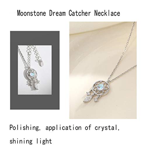 Collier S925 argent fin et pierre de lune authentique style attrape-rêve - 4