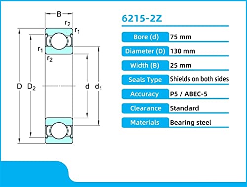 Roulement 6215-2Z 75mm pour l'entretien de machines de précision