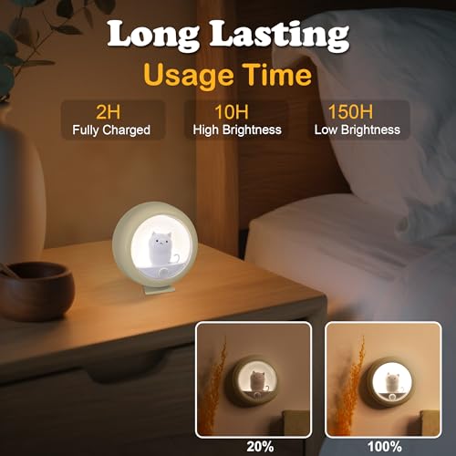 Image of Attivolife Cat Motion Sensor Light, Rechargeable Motion Activated Night Light LED Warm White, Adjustable Brightness, Portable for Kids Adults Bathroom Bedroom Hallway Stair-Yellow