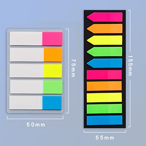 UCUNJIA Pack of 600 Note Bookmarks, 4 Sets of Page Marker Index Labels, Fluorescent Plain Text Stickers