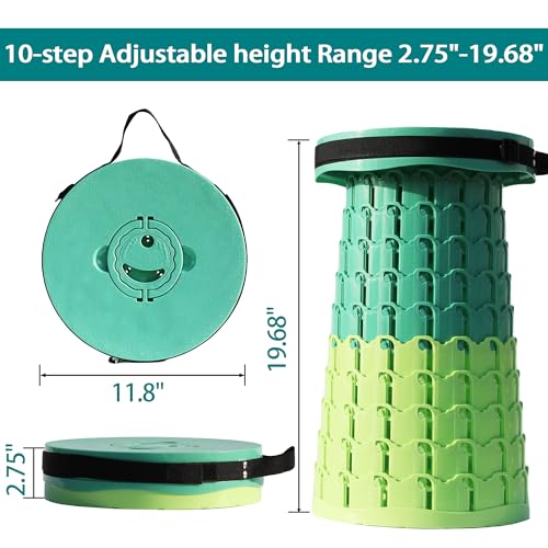 Image of ALEVMOOM Upgraded XXL 50 Portable Collapsible Stool with Cushion,Telescoping Folding Stool for Adults,Yet More Sturdy Camping Stool with Load Capacity 1000lbs,for Outdoor Garden Hiking BBQ