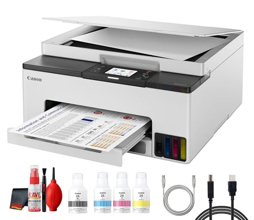 Image of Canon MAXIFY GX1020 MegaTank All-in-One Color Printer for Home Office, Small Business, Reports, Labels and Efficient Wireless Printing (6169C002) + Printer Cable + Cleaning Kit + More (9pc Bundle)